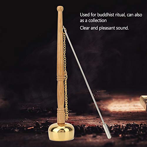 Tibetan Hand BellMeditation and Prayer Bells Buddhism Wooden Handle Brass Hand Bell Meditation Singing Bell Singing Scripture Implement Buddhist Supplies