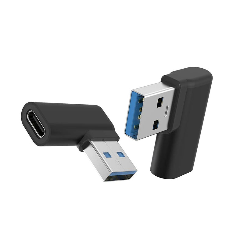 USB C Female to USB A Male Adapter Right Angle, USB C to USB 3.0 Adapter, 90 Degree USB C to USB Adapter, USB Type C to USB Coverter Sync & Charging Adapter for USB C Cable, Hubs, 2Pack