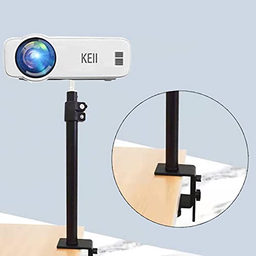 Projector Desk Mount Stand, Height Adjustable 19-27inch,Tabletop C Clamp Mount Stand,Adjustable Tripod Mount Floor Stand, with 360°Swivel Ball Head for Mini Smartphone,Projector,Camera, Webcam Black
