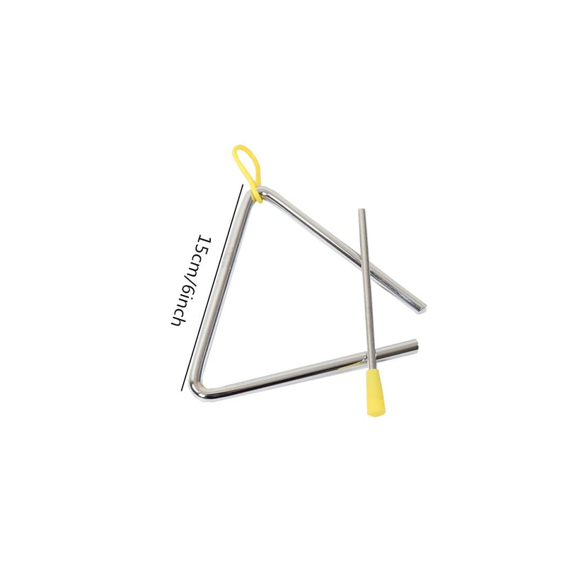 5" Musical Steel Triangle with Striker, 6" Hand Percussion Music Triangles Instrument 5 Inch 6 Inch for Music Learning Practicing Enlightenment (2 Pack)