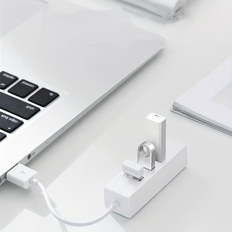 4-Port USB 2.0 Hub Portable USB Splitter, Black | High Speed USB Expansion Adapter, For Laptop PC, Support Mouse Keyboard Flash Drive OTG, Compact, For Computer & Mobile Phone