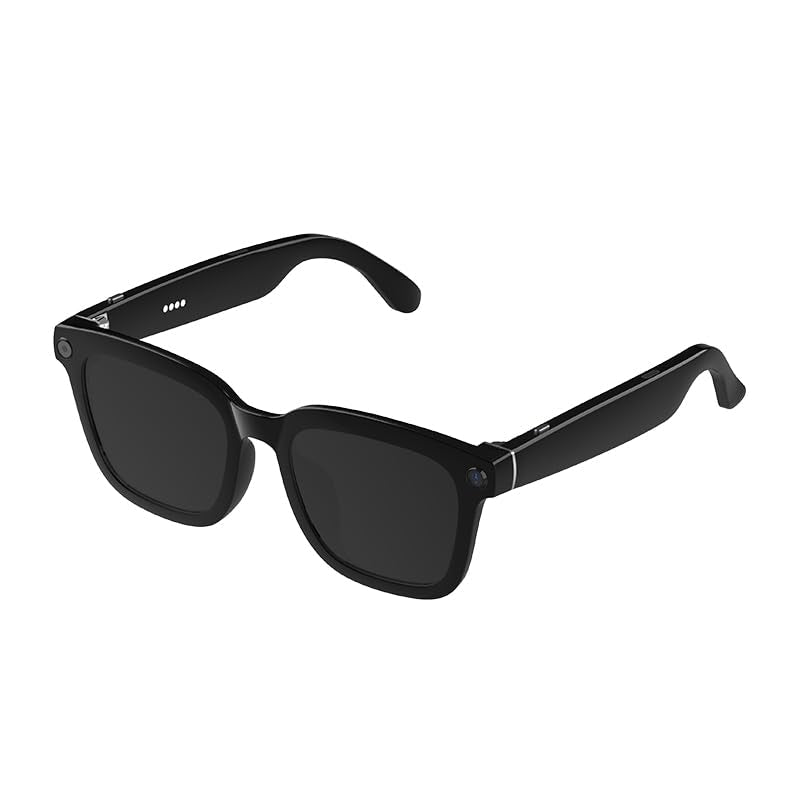 AI smart Camera Glasses: HD 1080P Video Recording and Photo Taking, Translation, Assistant Conversation, Suitable for Outdoor and Indoor, Cycling, Hiking Travel (Black Sunglasses) Black sunglasses