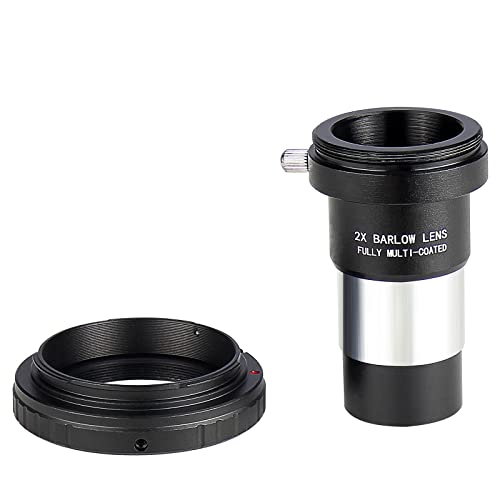 Celticbird 1.25 Inch Camera T-Adapter with 2X Barlow Lens and SLR Camera Adapter Kit Compatible with Nikon SLR 2X Barlow Lens For Nikon