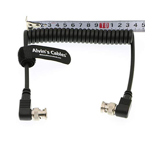 Alvin's Cables BNC to BNC Coiled Cable 3G SDI Cable Right Angle BNC to Right Angle BNC for Blackmagic