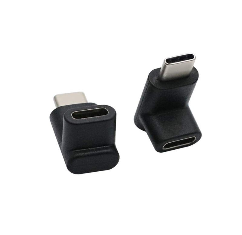 90 Degree Right Angle Type-C Male to Type-C Female Adapter,2-Pack,up and Down 90 Degree Type-c Plug to Jack Expansion Adapter is Suitable for Notebook Computers, Tablet Computers and Mobile Phones