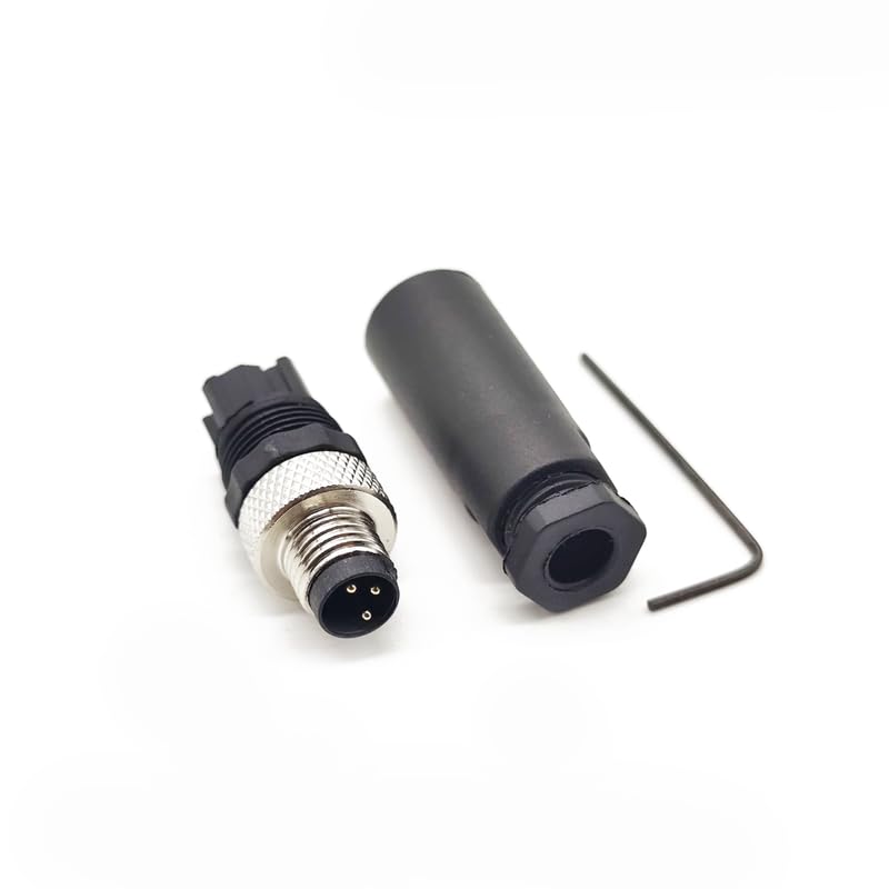 Pack of 5 M8 3-pin plug round connectors, on-site mounted with 8 mm wired sensor, industrial round plug IP67 unshielded code straight plug 60 V 4 A M8 Männlicher