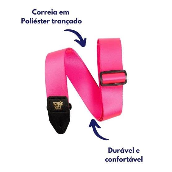 Ernie Ball Premium Seatbelt Webbing Guitar Strap Neon Pink