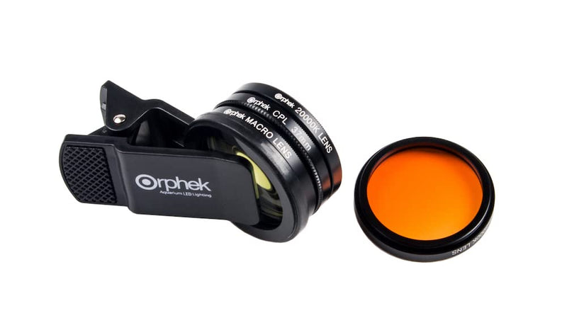 Coral Lens – Kit for All Smartphones – 4 Lens Included: Macro, CPL 37mm Polarized, 15,000k Orange, 20,000k Yellow – Universal Phone Clip – Lens Made of Glass – for Better Photography