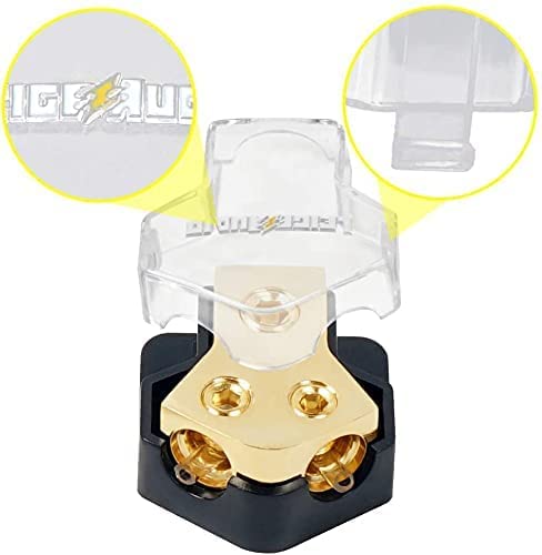 2PACK 0/2/4 Gauge in 4/8 Gauge Out 2 Way Amp Copper Power Distribution Block for Car Audio Splitter 2PACK