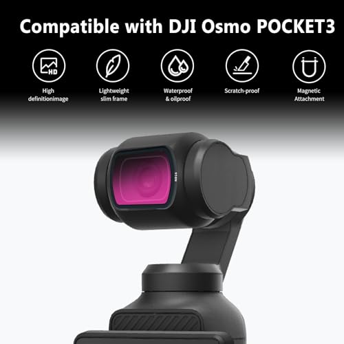 Magnetic Lens Filter Kit Compatible with DJI OSMO Pocket 3,4 Pack CPL ND16 ND64 ND256,Ultra Slim Frame & HD Optical Glass CPL+ND16/64/256