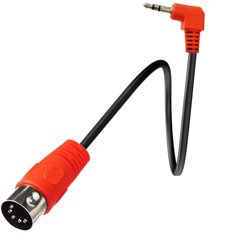[AUSTRALIA] - 5Pin DIN Cable, DIN 5Pin MIDI Male to 3.5mm TRS Male Stereo Plug 90 Degree Angle Audio Connection Cable for Sound Card Keyboard Piano Drum Recording, Red (1.5M/5Ft) 1.5M/5Ft 