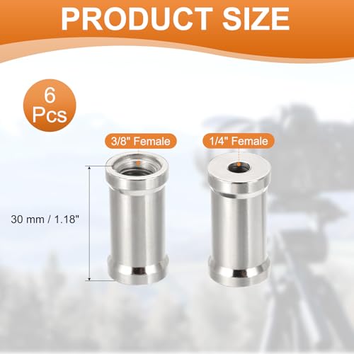 PATIKIL Camera 1/4" to 3/8" Female 6Pack Adapter Light Stands Adapter Black 1/4" to 3/8" 6