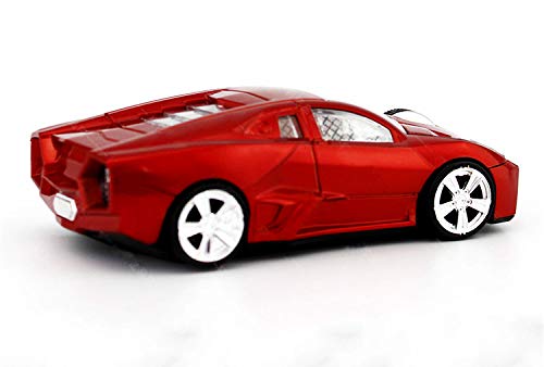 jinfili 2.4GHz Sports Car Wireless Mouse Optical Cool 1600DPI 3D USB Wireless Gaming Mice for Pc Laptop Windows 10 Red
