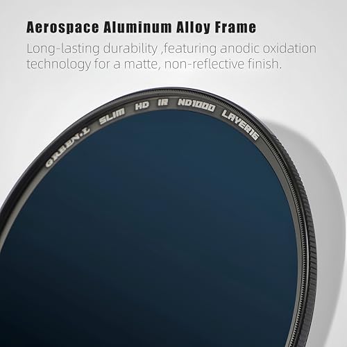 GREEN.L 67mm ND1000 Filter, 10 Stop ND Filter 67mm, Super Slim Multi-Layer Nano Coatings Fixed Neutral Density Filter Nano Coating ND1000