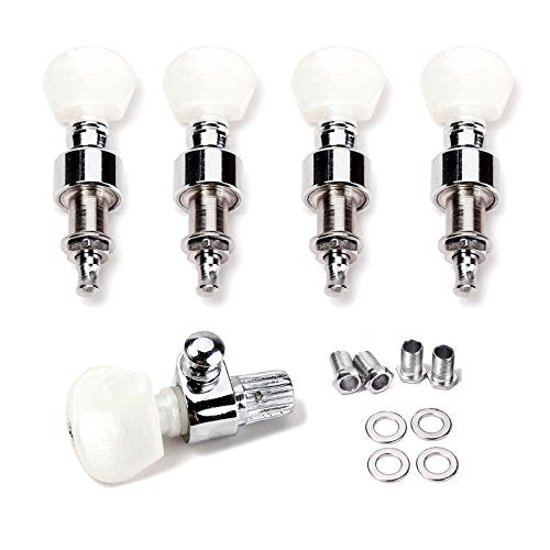 5 String Banjo Geared Machine Head with Pearled Pegs Tuner Peg Gear Ratio 4:1 Chrome HA101