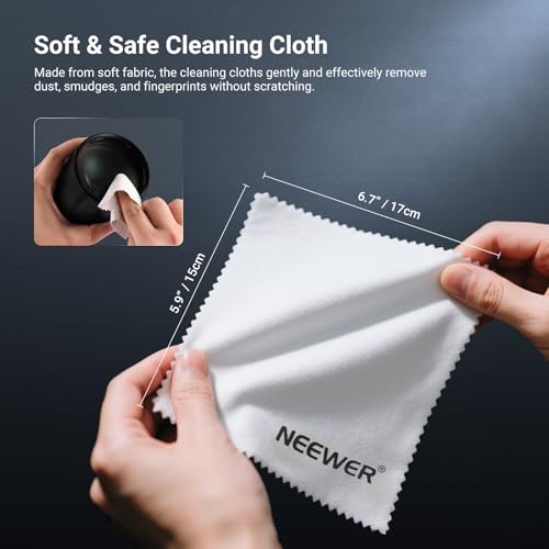 NEEWER 2 in 1 Camera Lens Cleaning Accessories Kit for Electronics, Phones, Tablets, Laptops, 1x Double Head Lens Brush Pen + 1x Cleaning Cloth, HM-51