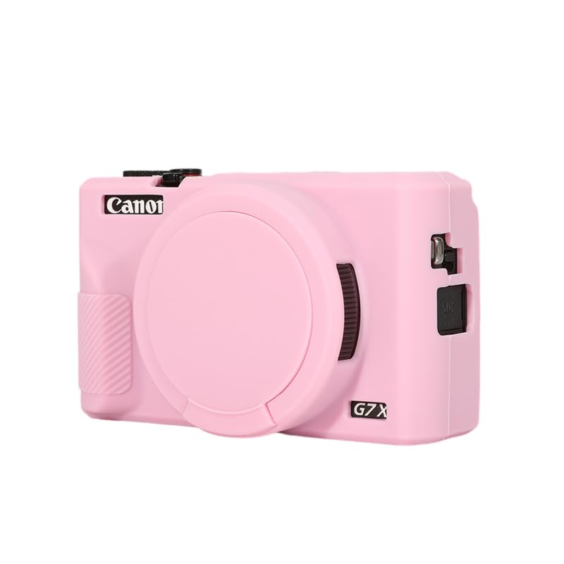 Canboc Case for Canon PowerShot G7X Mark III Digital Camera, G7X Mark III Soft Silicone Cover with Detachable Lens Cover, Pink (Case Only)