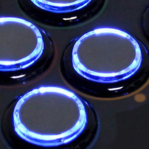 8 Pcs Original Qanba Illuminated Buttons Qanba Sanp In LED Buttons for DIY Cabinet Machine Arcade Machine 24MM/30MM (24MM, Black Buttons+Blue LED)