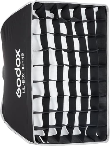 Godox UL 30x45cm Softbox Quick Release, Universal Bowens Mount Small Rectangular Soft Box with Diffusers/Honeycomb Grid/Diffuser Disc for Studio Flash Photography, Streaming, Portrait, Video Lights