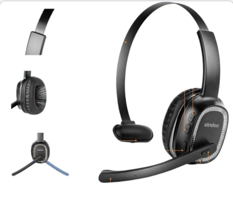 Sindoo,Trucker Wireless Bluetooth Headset, On-Ear, Noise-Cancelling Headphones, Lightweight, Single Earpiece,35+HRS Talk Time, 33FT Range, For Trucker, Office Work, PC,Phones, Dual Device Connectivity