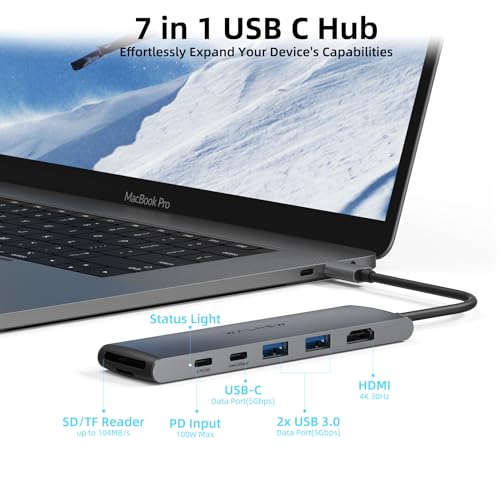 1pc 4-in-1 USB C to Ethernet Adapter & 1pc 7 in 1 USB-C Hub