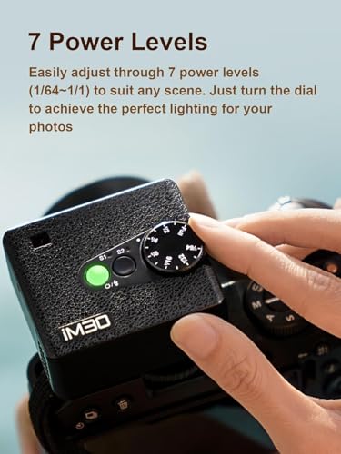 Godox Flash Godox iM30 Mini Flash - Camera Flash GN 15, 7 Power Levels, IM 30 Mini Manual Flash for Canon/Sony zv1/Sony zve10 /Ricoh gr3/Fuji f1-230 Full-Power Flashes/6500K±200K/3.6S Recycle IM30 flash