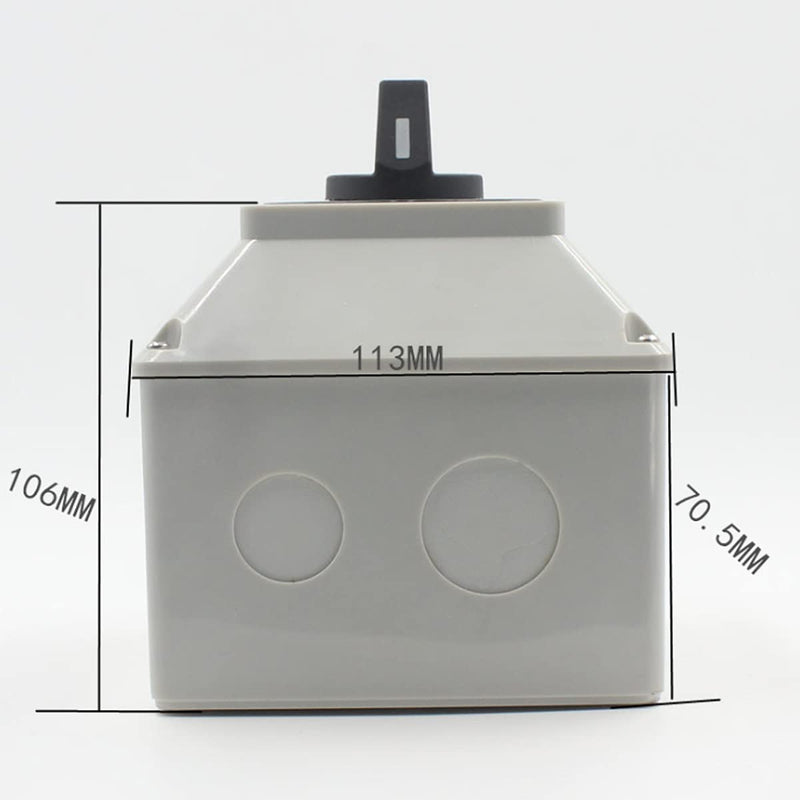 [AUSTRALIA] - 1Pcs Universal Changeover Selector Switch, with Installation Waterproof Box, 3 Positions 8 Terminals, Power Transfer Switch, LW26-63A 220V 63A Motor Generators, Rotary Cam Selector 63A 8 Terminals 