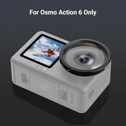 NEEWER Wide Angle Lens Compatible with DJI Osmo Action 6 Only, 180° FOV Multicoated HD Optical Glass 3 Elements 3 Groups Screw On Action Camera Lens Photography Accessories, FL-B53 180°Wide Angle Lens