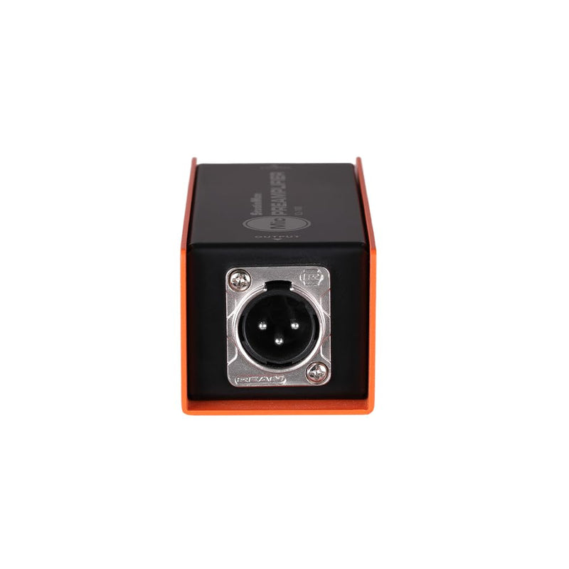 StudioMan CL-100 XLR Preamp for Dynamic Microphones,25dB Gain, Low-Noise Amplifier,Compact Metal Housing, XLR I/O,Orange/Black, Phantom Power Compatible