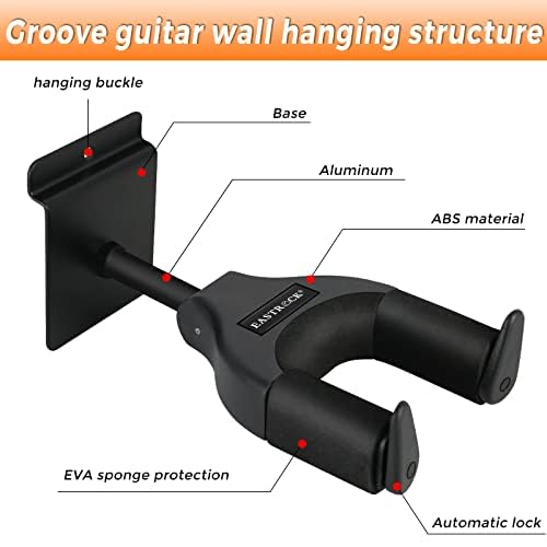 EASTROCK Guitar Wall Mount Hanger Auto Lock,Guitar Hanger Wall Hook Holder Stand for Acoustic, Electric, Classical, Bass Guitar Stand，Guitar Accessories (darkD) darkD