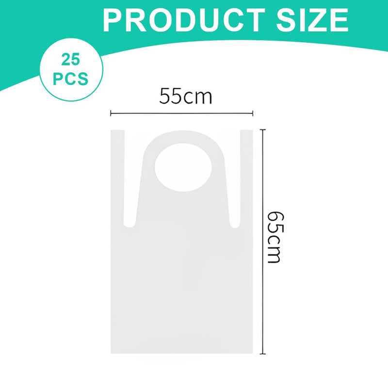AOEVUIR Pack of 25 Disposable Aprons for Children Disposable Aprons Plastic Aprons Waterproof Small Transparent Polyethylene Aprons for Crafts Painting Cooking