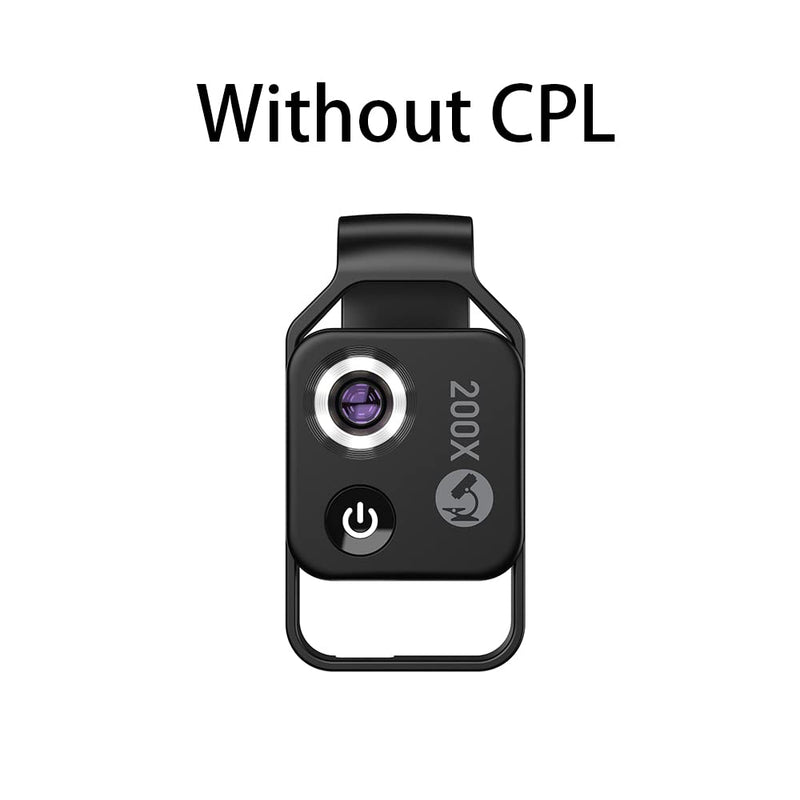 200X Magnification Microscope Lens withCPL Mobile LED Light Micro Pocket Macro Lenses for iPhone Samsung All Smartphones (Black Without CPL) Black without CPL