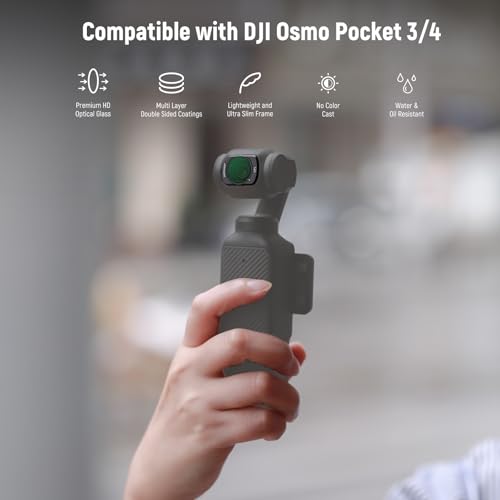 NEEWER Magnetic ND Filter Set Compatible with DJI Osmo Pocket 3 / Pocket 4 / Xtra Muse, 6 Pack ND16 ND32 ND64 ND256 CPL UV Lens Filter Accessories Kit 6 Pack ND+CPL+UV w/Cleaning Cloth