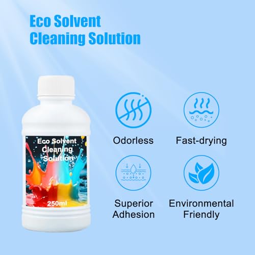 Eco Solvent Ink Cleaning Solution Printhead Cleaning Fluid 250ML for Roland Mutoh Mimaki for XP600 TX800 DX5 DX7 DX9 DX10 DX11 DX4 I1600 I3200 （1 Pack）