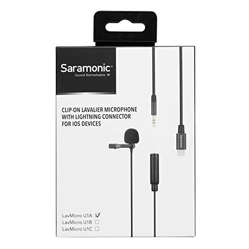 Saramonic LavMicro U1A Lavalier Lapel Microphone with Lightning for iPhone, or iPad with a Built-in 6.6-Foot (2m) Cable for Vlogging, Interviews, YouTube, TikTok, Live Streaming Lightning - 6.6'