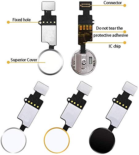 Home Button Replacement for iPhone 7 7Plus 8 8Plus, Home Button Touch ID Main Key Flex Cable Assembly Replacement with Repair Tools for iPhone 7 7P 8 8P (Silver) Silver