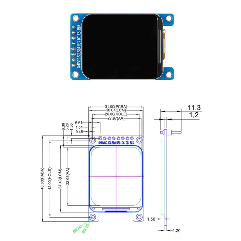 GERUI Pack of 2 1.69 Inch Colour TFT Display Screen High-Definition IPS LCD Module 240 x 280 SPI Interface ST7789 Driver