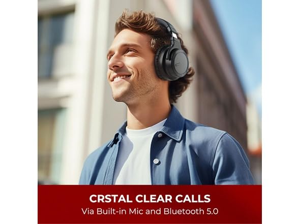 E7 Active Noise Cancelling Wireless Bluetooth Headphones with Rich Bass, Mic, Clear Calls, Bluetooth 5.0, 30 Hours Playtime, Comfort Fit, Red