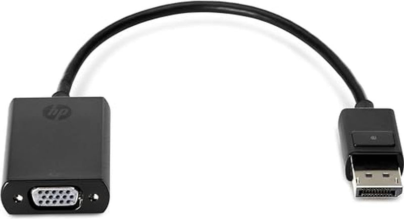 HP DisplayPort to VGA Adapter - 7.99" DisplayPort/VGA Video Cable for Video Device, Notebook - First End: 1 x DisplayPort Digital Audio/Video - Male - Second End: 1 x 15-pin HD-15 - Female - Black