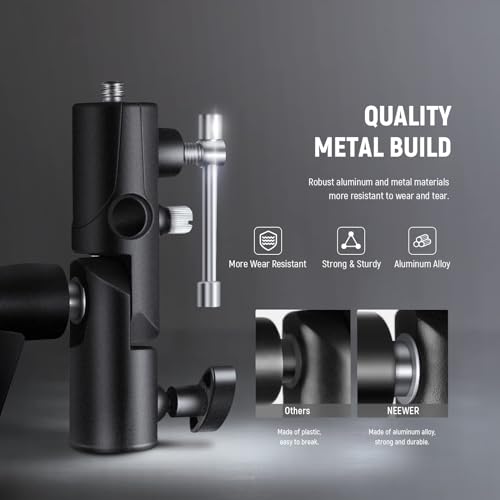 NEEWER Camera Flash Bracket H Type Mount with Umbrella Softbox Holder, 180° Swivel Adjustable Metal Light Stand Adapter with 1/4" to 3/8" Screw Adapter for Speedlite LED Light Stand Tripod (2 Pack) FB-1(2-Pack）