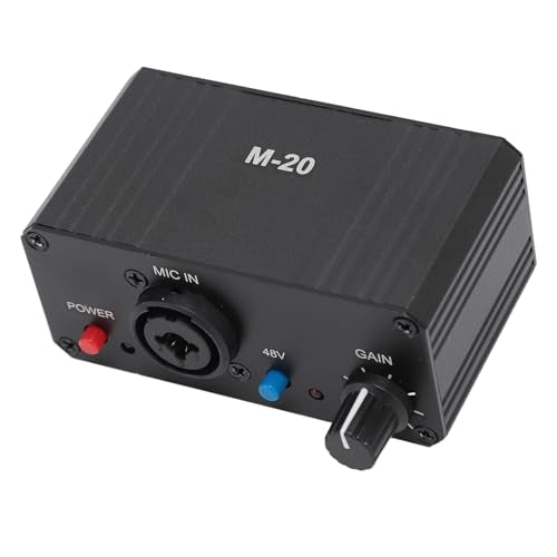 Microphone Preamp, High Gain 48V Power XLR Output Mic Preamplifier for Dynamic and Condenser Microphones Booster