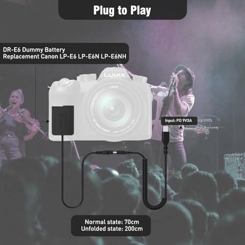DMW-DCC8 DC Coupler DMW-AC10 DMW-BLC12 DMW-AC8 Dummy Battery Kit with USB-C Cable for Panasonic Lumix DMC-GH2 G5 G6 G7 G80 G81 G85 G5X GX8 FZ300 FZ1000 FZ2500 DC-G90 G95 G99 Camera (DCC8) DCC8