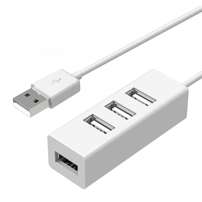 4-Port USB 2.0 Hub Portable USB Splitter, Black | High Speed USB Expansion Adapter, For Laptop PC, Support Mouse Keyboard Flash Drive OTG, Compact, For Computer & Mobile Phone