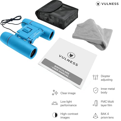 VULNESS Binoculars for Adults, Small Mini Travel Essentials, 8X21, Blue