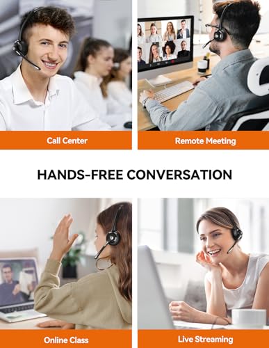 [AUSTRALIA] - TECKNET Wireless Headset, Bluetooth Headphones with Noise Cancelling Microphone for Trucker, Hand Free Wireless Headset with Mute Mic Luxury configuration 