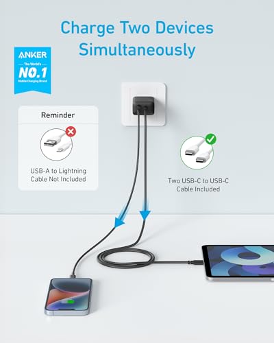 Anker 2-Pack USB C Charger with USB C Car Charger