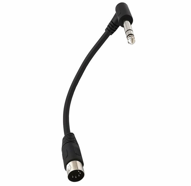 DIN 5 Pin Male to 6.35mm Male Adapter Cable; 8inch 90 Degree Angled 6.35mm 1/4" Jack Plug to 5PIN MIDI DIN Male TRS Stereo Audio Cable for Speaker, Amplifier, Mixe, MIDI Keyboard etc