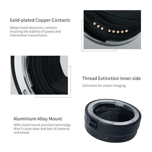EF-EOS R Lens Adapter, Auto Focus Mount Adapter for Canon EF/EF-S Lens to RF Mount Camera, Compatible with Canon R5 R6 R7 R8 R10 R50 R100 RP R3