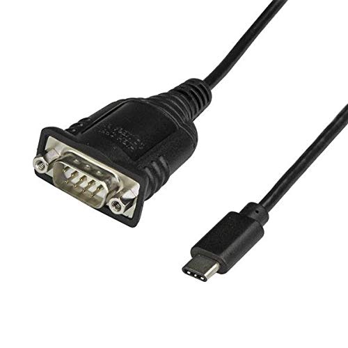 StarTech USB-C to Serial Adapter Cable, Windows/Mac/Linux (ICUSB232PROC) | 16" (40cm) USB-C to RS232 (DB9) Serial Converter Cable, With COM Port Retention, For PLCs, Scanners, Printers