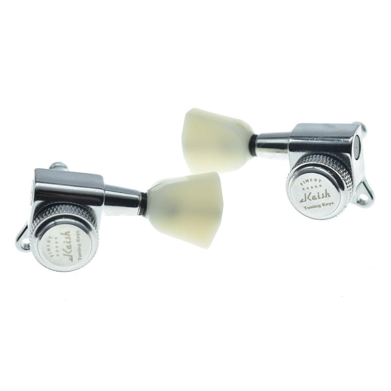 KAISH 3x3 Off White Keystone Locking Tuners 18:1 Guitar Tuning Keys Locking Tuning Machines for LP/Les Paul/SG/ES or Acoustic Guitars Chrome